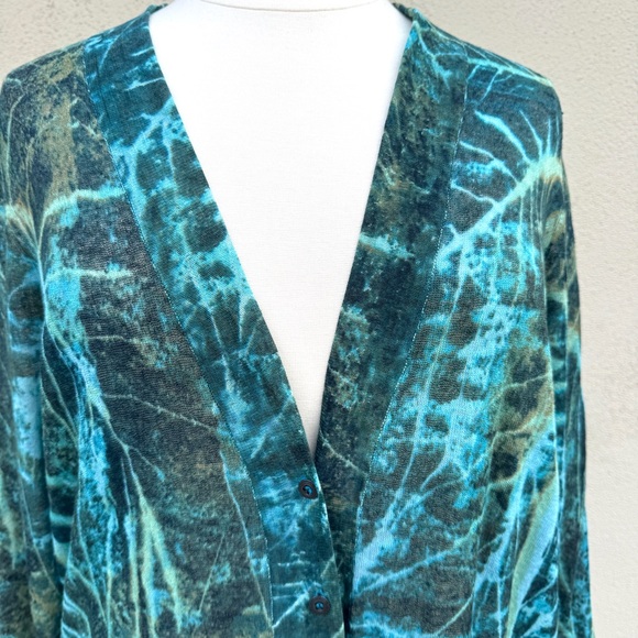 NIC + ZOE long cardigan sweater button down colorful knit blue green abstract 2X - Picture 3 of 14